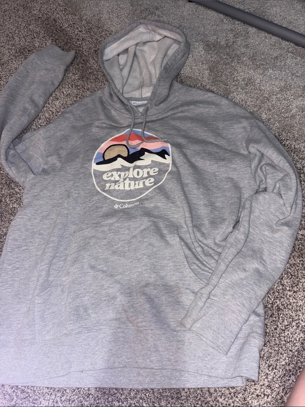Columbia Gray Hoodie with Multicolor Mountain Circle Graphic